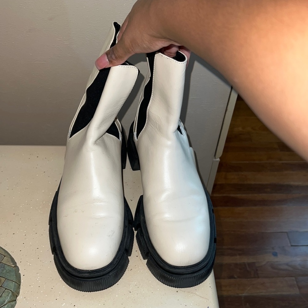 Oreo colored combat boots